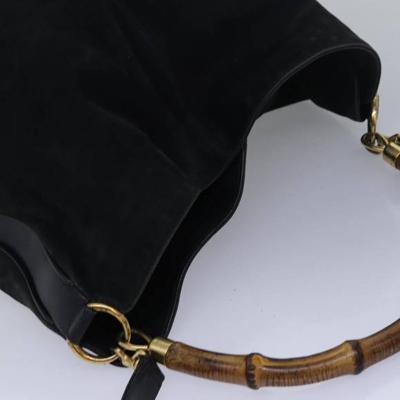 GUCCI Bamboo Hand Bag Suede 2way Black 001 14 1577 Auth yk13644 - Picture 6 of 16